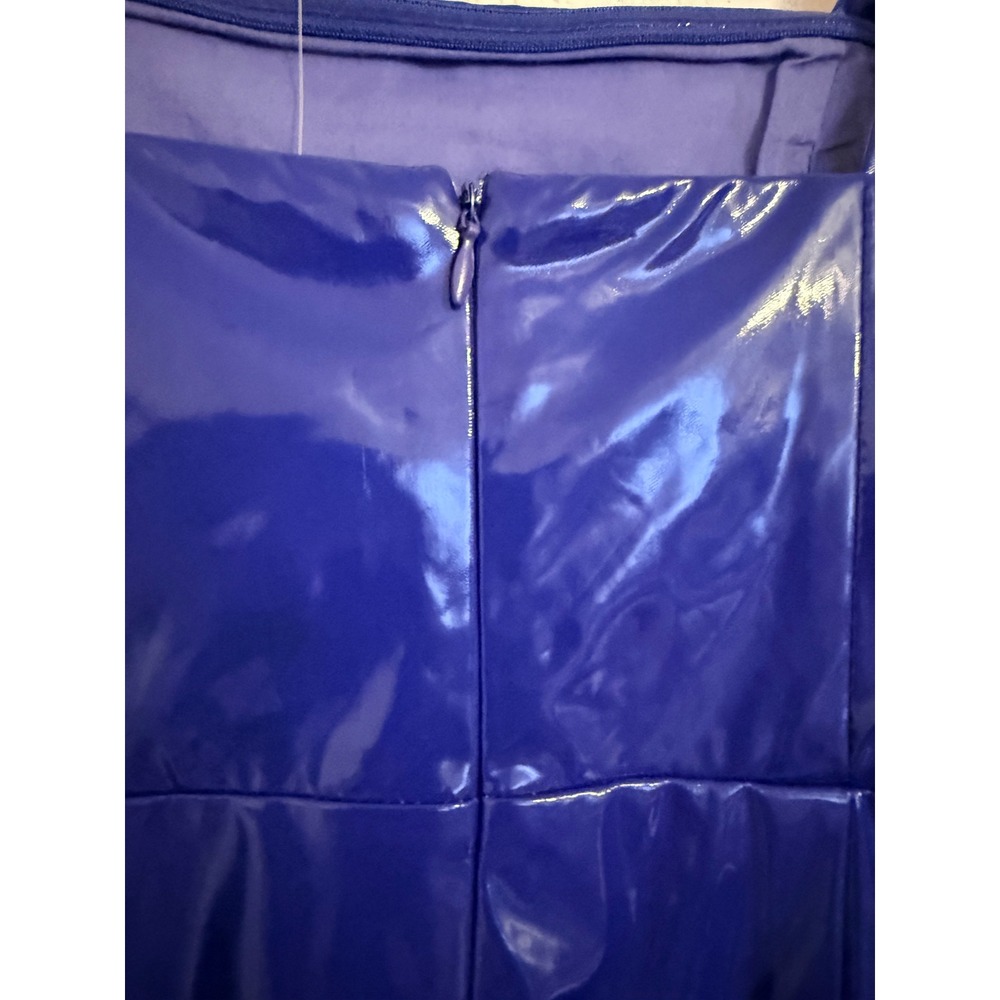 TCEC Royal Blue Patent Vinyl Mini Dress Square Neck Spaghetti Strap - Picture 5 of 6